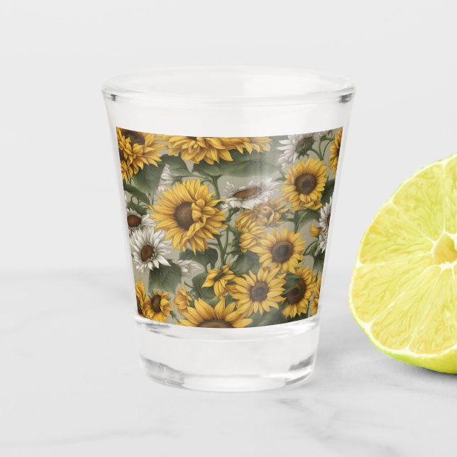 Vaso De Chupito Sunflowers Daises #2 - (Anverso)