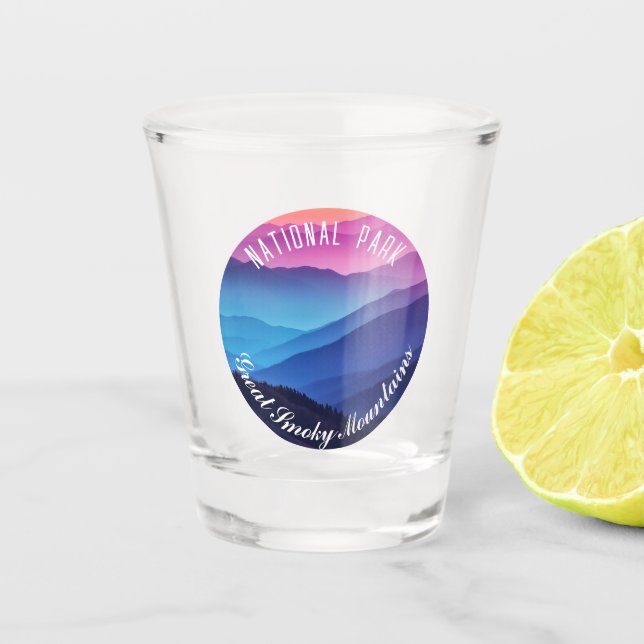 Vaso De Chupito Sunset de la montaña Smoky (Anverso)