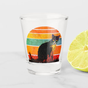 Vaso De Chupito Sunset vintage de estilo retro de gato de Tuxedo