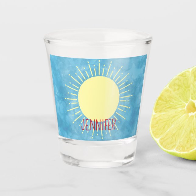 Vaso De Chupito Sunshine Amarillo Con Nombre Personalizado De Ciel (Anverso)
