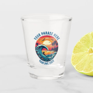 Vaso De Chupito Surf al estilo retro del atardecer