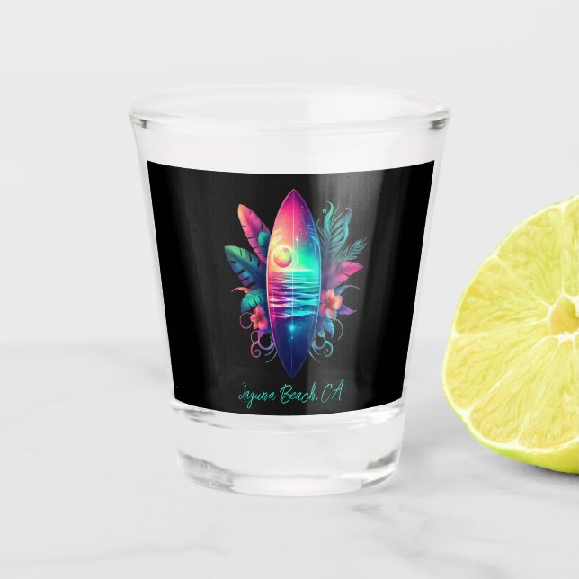 Vaso De Chupito Surfboard Tropical Beach- (Anverso)