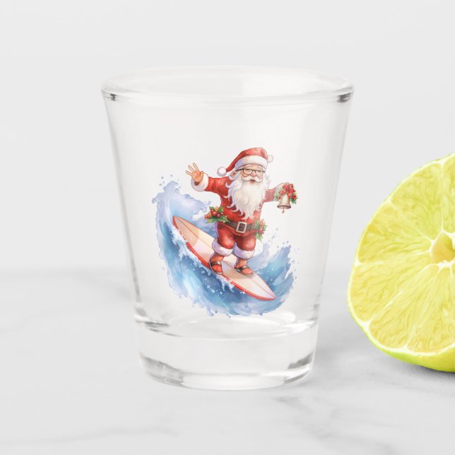 Vaso De Chupito Surfing Santa Shot Glass (Anverso)