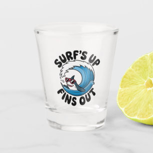 Vaso De Chupito Surf's Up, Fins Out - Diseño de Surfing Guay