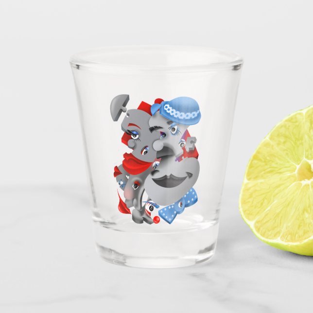 Vaso De Chupito Surreal Puzzle Faces Shot Glass (Anverso)