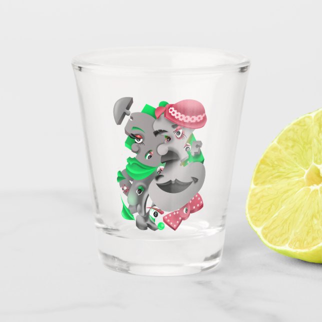 Vaso De Chupito Surreal Puzzle Faces Shot Glass (Anverso)