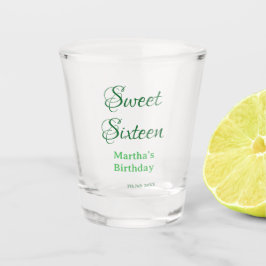 Vaso De Chupito Sweet Sixteen green name date calligraphy boho ret