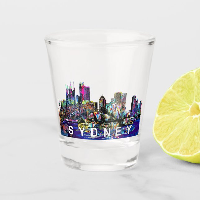 Vaso De Chupito Sydney, Australia, graffiti de vidrio incendiado (Anverso)