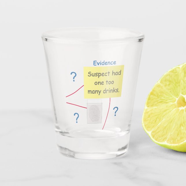 Vaso De Chupito Tablero de pruebas para resolver crímenes misterio (Anverso)