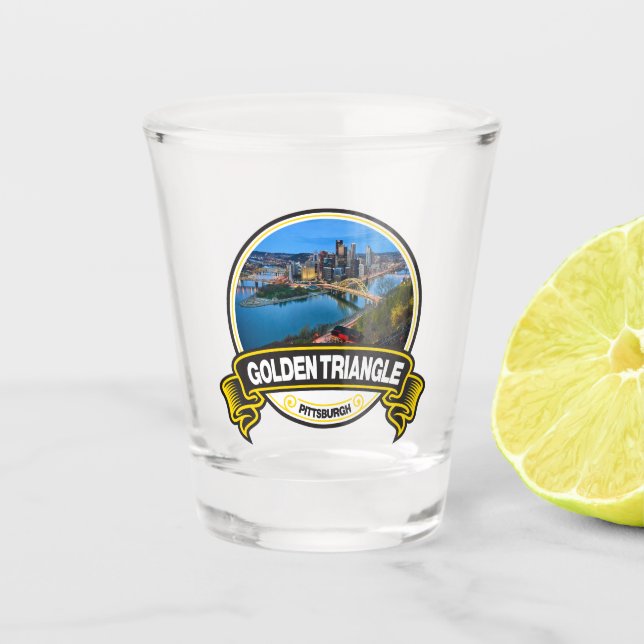 Vaso De Chupito Tarjeta de viaje Golden Triangle Pittsburgh (Anverso)