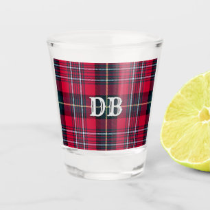 Vaso De Chupito Tartán rojo con (o fuera) sus iniciales o nombre