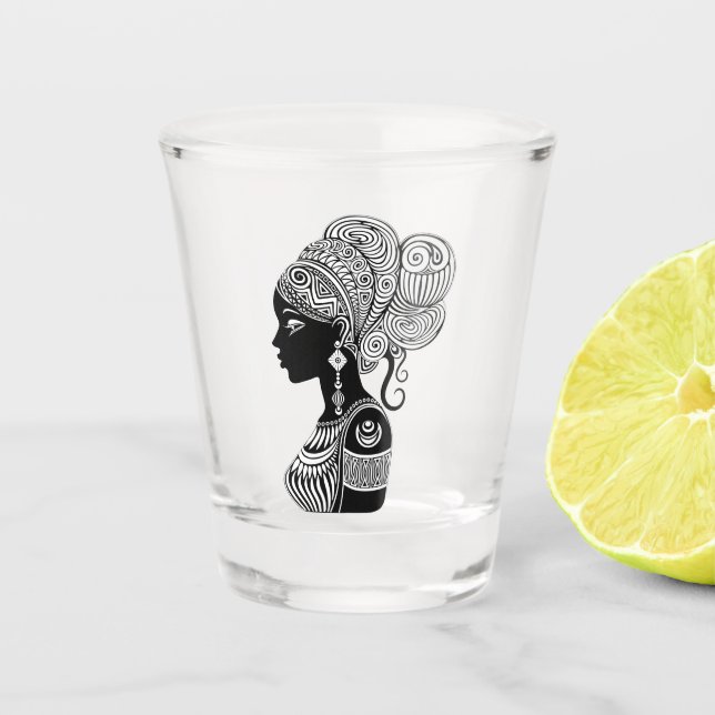 Vaso De Chupito Tatuaje tribal de retrato Chica africano (Anverso)