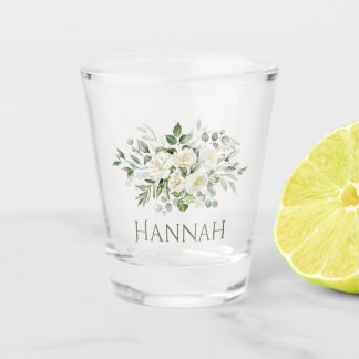 Vaso De Chupito Taza personalizada de flores blancas para damas de