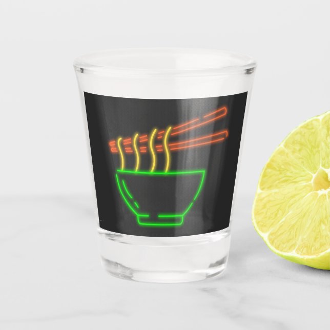 Vaso De Chupito Tazón de fideos asiáticos neon (Anverso)