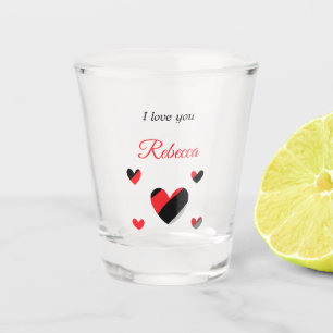 Vaso De Chupito Te amo los corazones coloridos blancos