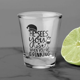 Vaso De Chupito Te ve cuando estás bebiendo   Santa Humor
