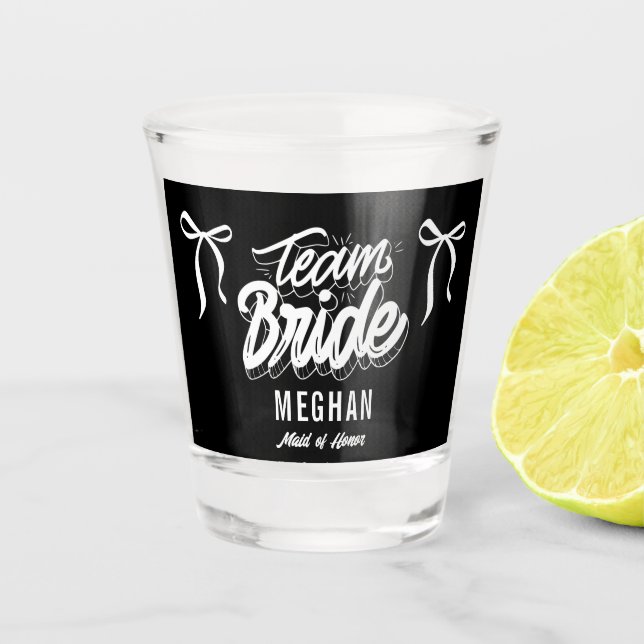 Vaso De Chupito Team Bride Coquette Bow Bridesmaid Boda (Anverso)