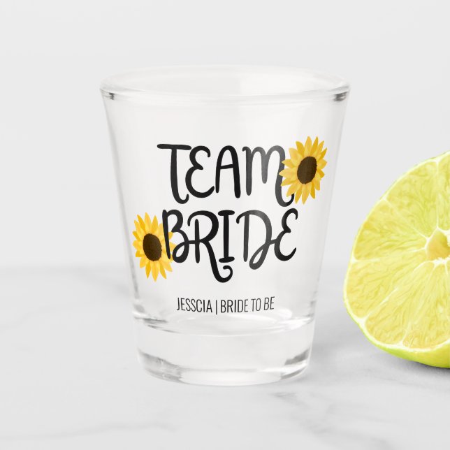 Vaso De Chupito Team Bride Sunflower Bachelorette Bridesmaid (Anverso)