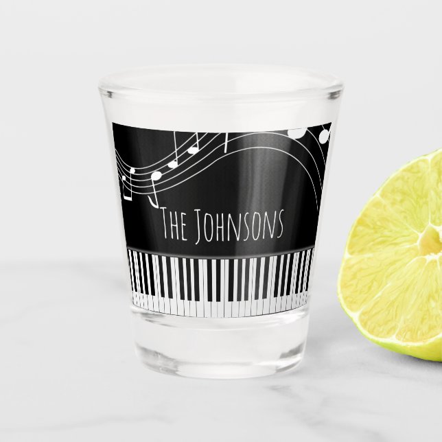 Vaso De Chupito Teclado piano y notas musicales (Anverso)