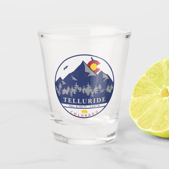 Vaso De Chupito Telluride Colorado Retro Sunset Skyers (Anverso)