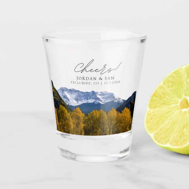 Vaso De Chupito Telluride Foto Boda Favor de la Salud Vidrio Dispa (Anverso)