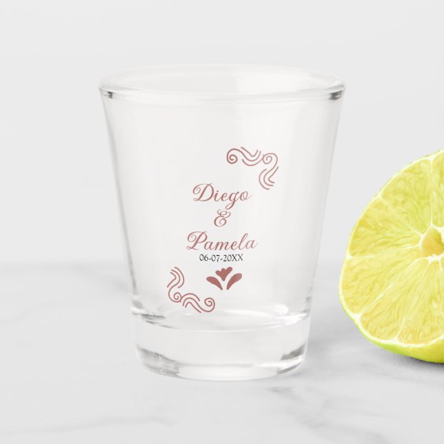 Vaso De Chupito Terracota pareja de bodas rústicos negros de Españ (Anverso)