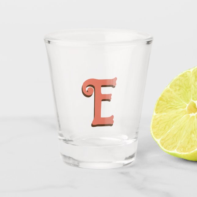 Vaso De Chupito Terracotta 3D Letra inicial moderna | Marfil Cream (Anverso)