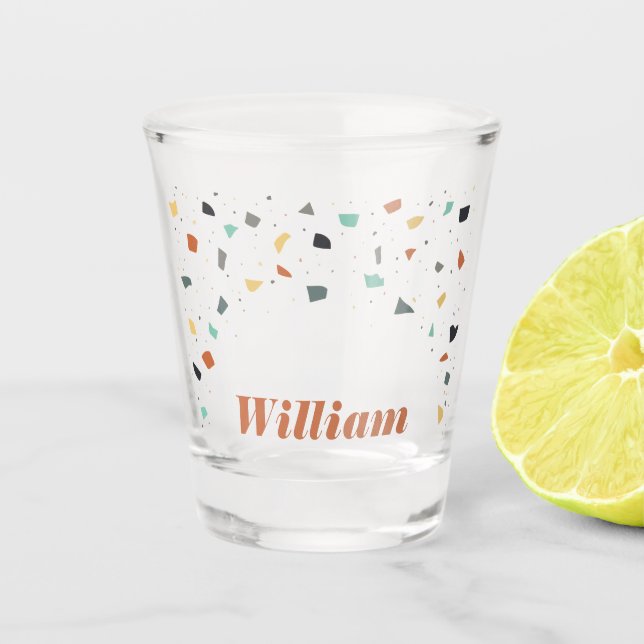 Vaso De Chupito Terrazzo Tile Confetti Estilo moderno personalizad (Anverso)