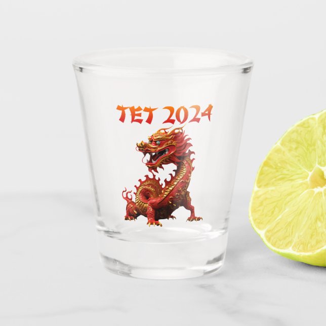 Vaso De Chupito Tet 2024 Año del dragón Año Nuevo vietnamita (Anverso)