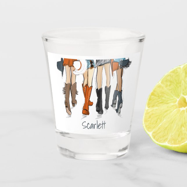 Vaso De Chupito Texas Ladies Fashiboy Cowboy Boots Gorra Naranja (Anverso)