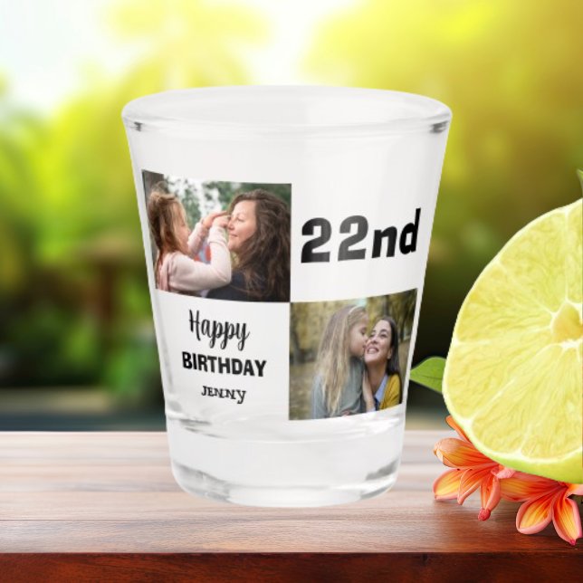Vaso De Chupito Texto con vidrio caliente de cumpleaños fotográfic (Subido por el creador)