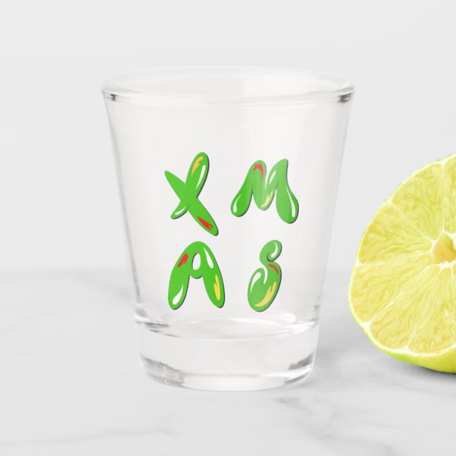 Vaso De Chupito Texto de burbuja de navidad (Anverso)