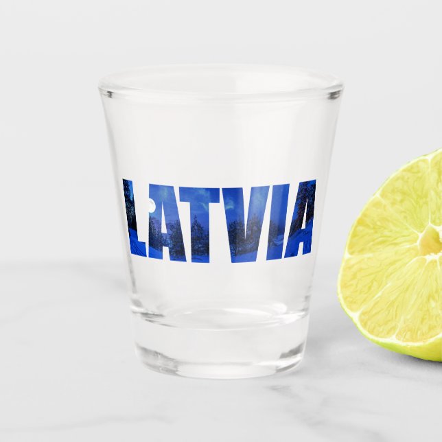 Vaso De Chupito Texto de la noche de invierno de Letonia con refle (Anverso)