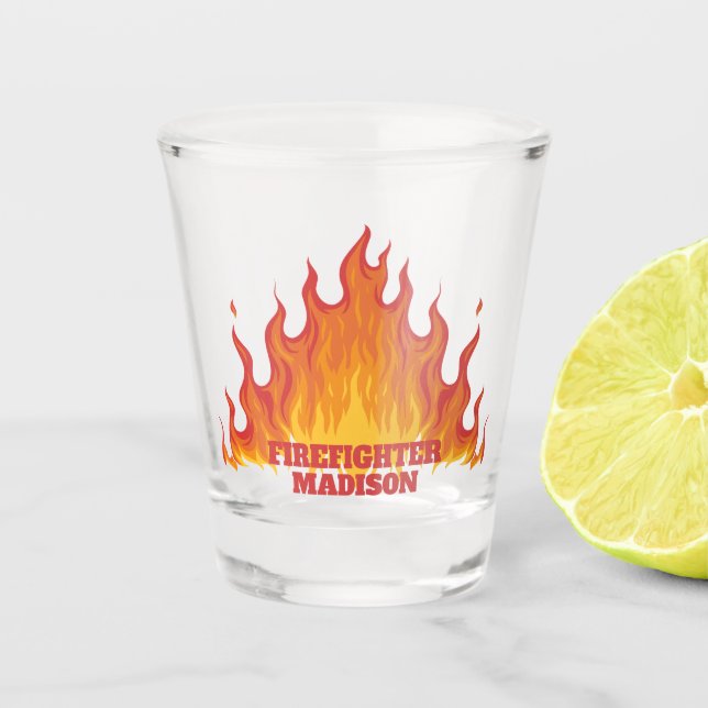 Vaso De Chupito Texto del Personalizado Vidrio para bomberos (Anverso)