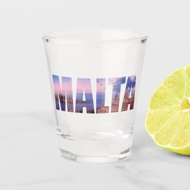 Vaso De Chupito Texto sobre el casco antiguo de La Valeta y el pue (Anverso)