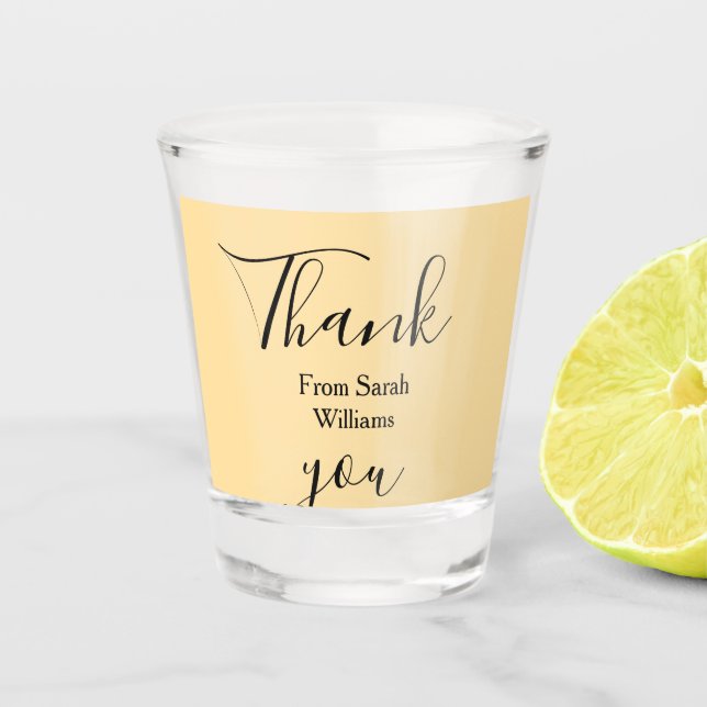 Vaso De Chupito Thank you from add name yellow Pastel boho wedding (Anverso)