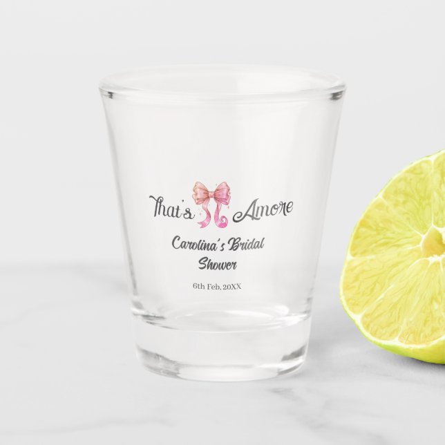 Vaso De Chupito that's amore bridal shower pink retro bow boho nam (Anverso)