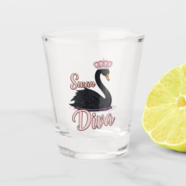 Vaso De Chupito The black swan, queen of the water.  (Anverso)
