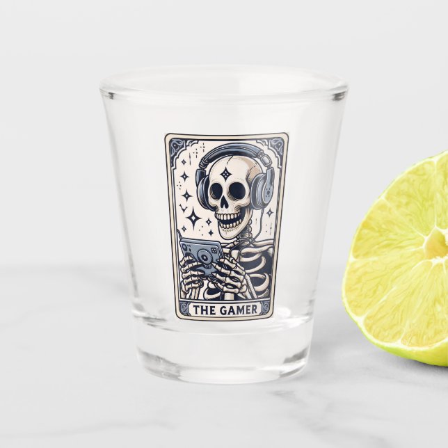 Vaso De Chupito The Gamer Skeleton Tarot Card (Anverso)