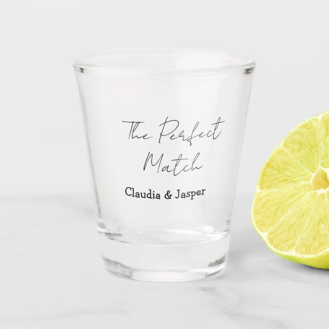 Vaso De Chupito The perfect match name simple couple wedding (Anverso)