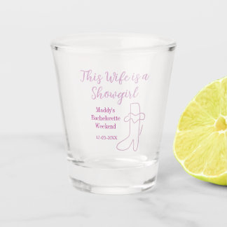 Vaso De Chupito this wife is a showgirl bachelorette party purple 