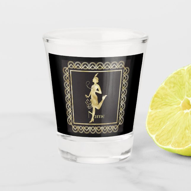 Vaso De Chupito Thunder_Cove, Chica de Flapper de 1920  (Anverso)