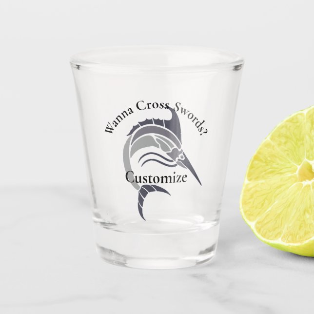 Vaso De Chupito Thunder_Cove, pez espada que salta (Anverso)