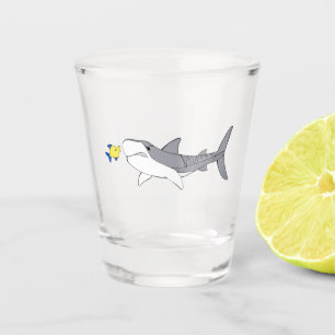 Vaso De Chupito Tiburón tigre gruñón y pez amarillo adorable