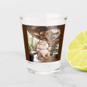 Vaso De Chupito Tiempo De Café Graso Y Sencillo