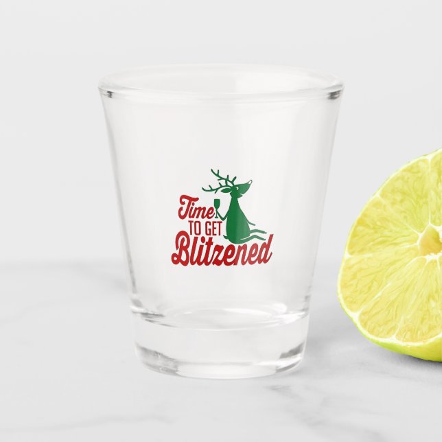Vaso De Chupito Tiempo para ser Blitzeneado Reno de Navidad  (Anverso)