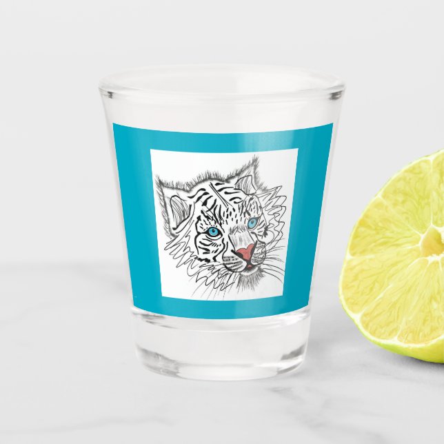 Vaso De Chupito Tigre de bebé de ojos azules (Anverso)