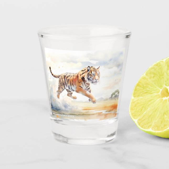Vaso De Chupito Tigre en acción (Anverso)