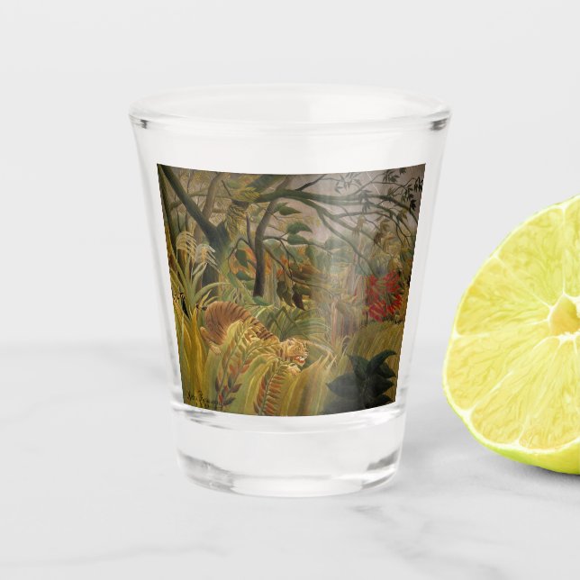 Vaso De Chupito Tigre sorprendido en tormenta tropical (Anverso)