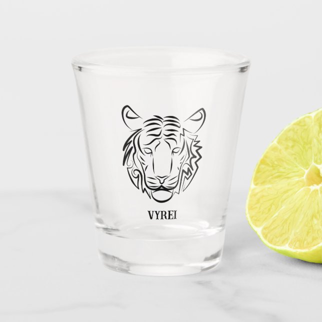 Vaso De Chupito Tigre tribal blanco y negro (Anverso)